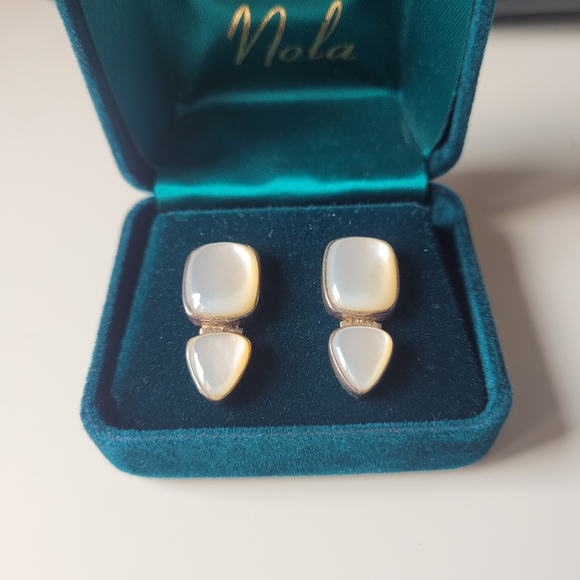 Vintage Jewelry - 925 silver and mother of pearl earrings